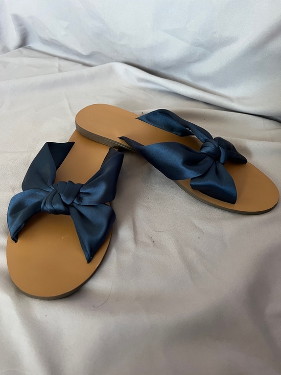 J. Crew Shoes - J Crew blue satin knot slide sandals | size 8